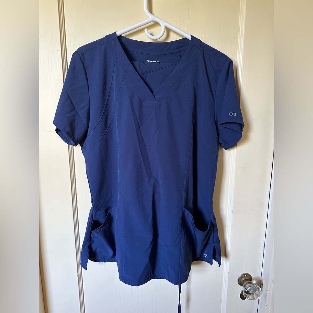 Barco One Scrubs Set (3-Pocket Top & Jogger Bottoms) - Size L, Navy Blue
